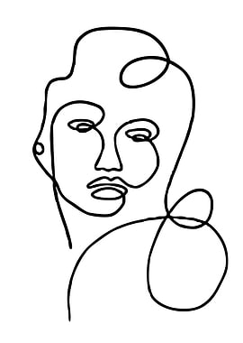 Abstract Face Line Art
