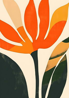 Abstract Orange Flower Art