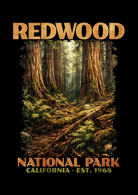 Redwood National Park Vintage Poster