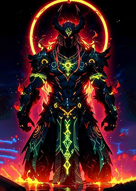 Demonic Warrior with Fiery Aura