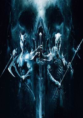 Three Grim Figures with Swords and Scythe