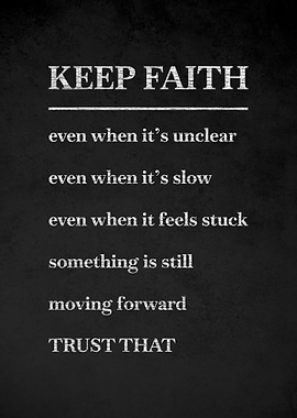 Keep Faith Motivational Text Art