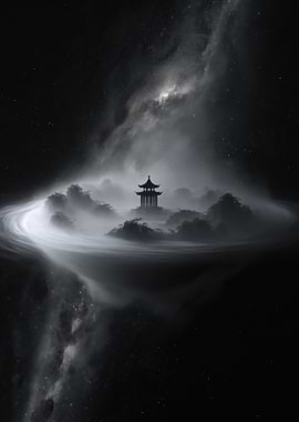 Mystical Pagoda in Cosmic Nebula