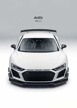 white Audi R8 GT Front View poster