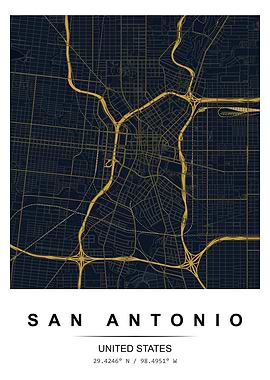 San Antonio City Map Poster