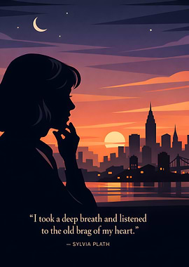 Silhouette of a woman at sunset