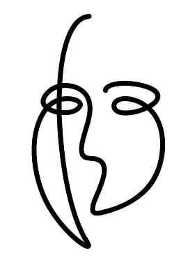 Abstract Face Line Art