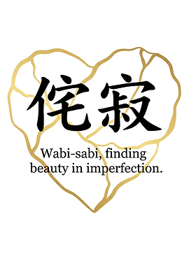 Wabi-sabi Heart with Japanese Characters