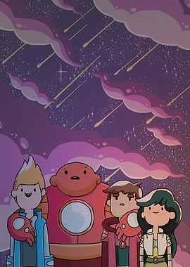Four Characters Under a Starry Sky