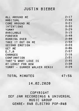 Justin Bieber Music List