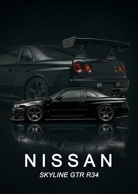 Nissan Skyline GT-R R34 art Poster