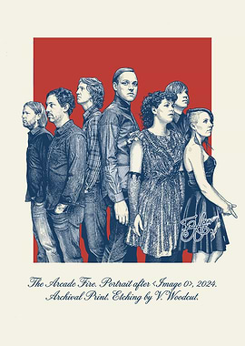 Arcade Fire Band Portrait Etching