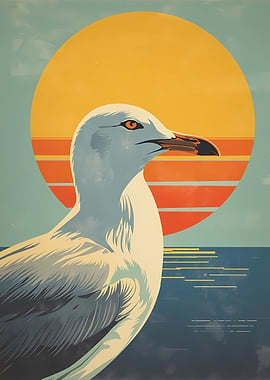 Seagull against a sunset