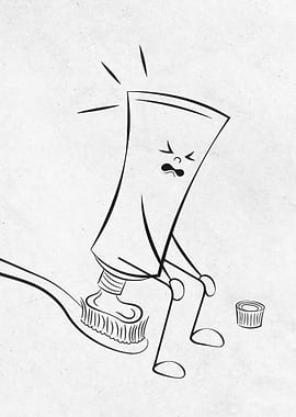 Toothpaste tube in distress on toothbrush