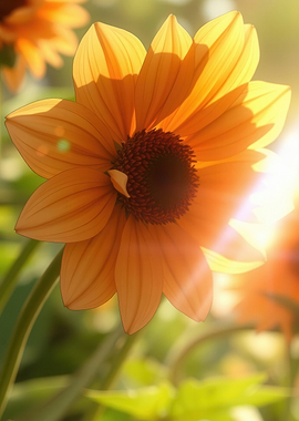 Close-up of a Sunflower in Sunlight