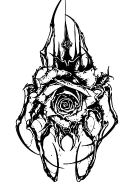 Gothic Rose Skull Tattoo Design