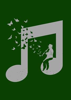 Musician and Butterflies on a Musical Note - Clarinet Music