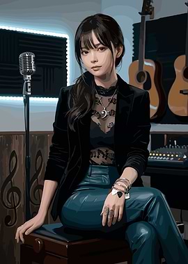 Woman in Music Studio