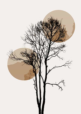 Bare Tree with Abstract Circles