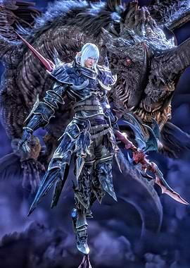 Warrior and Dragon in Armor