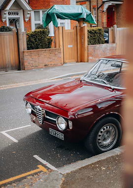 Classic Red Alfa Romeo on Street