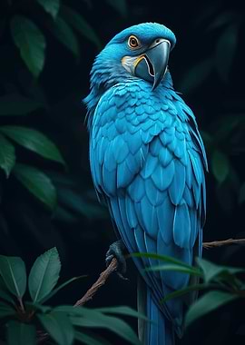 Vibrant Blue Macaw Perched on a Branch