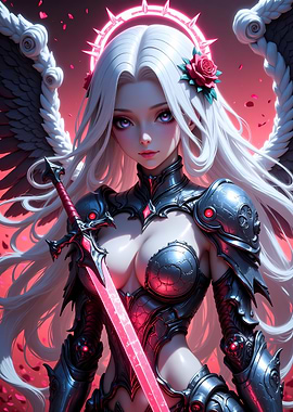 Anime Angel Warrior with Glowing Sword
