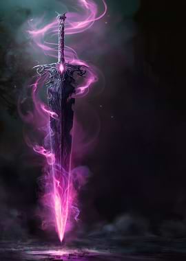 Enchanted Sword with Purple Energy