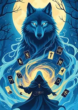 Mystical Wolf and Tarot Reader