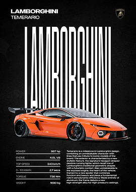 Lamborghini Temerario Car Poster