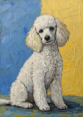 Painting of a White Poodle