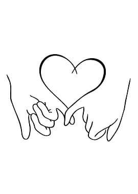 Pinky Promise Heart Line Art