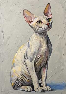 Sphynx Cat Portrait Painting