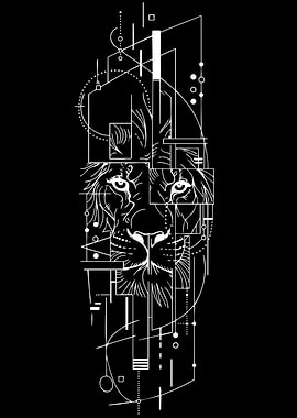 Geometric Lion Face Design