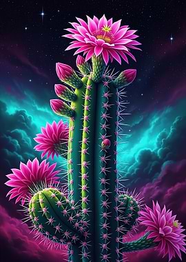 Cosmic Cactus Bloom