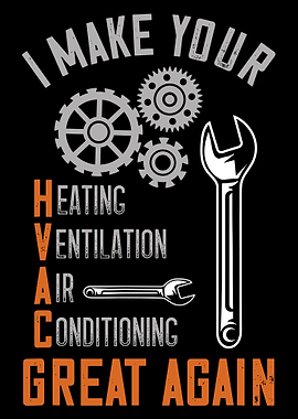 HVAC Technician Poster, Funny Heating Cooling Mechanic Wall Art, Industrial Retro Print