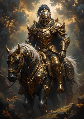 Golden Knight on Horseback