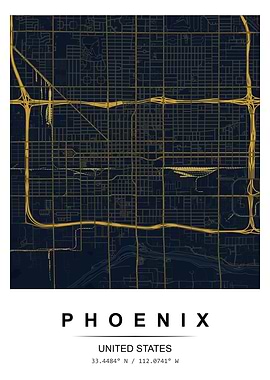 Phoenix City Map Poster
