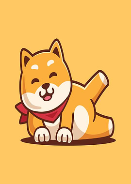 Cute Shiba Inu Dog with Red Bandana