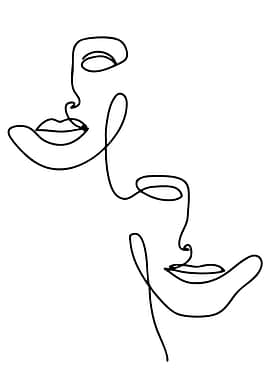 Abstract Line Art Faces
