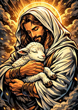 Jesus Embracing a Lamb