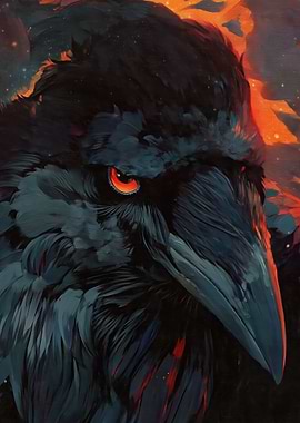 Close-up of a Fierce Raven