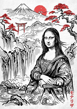 Mona Lisa in Japanese Landscape