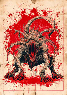 Screaming Tentacle Beast Red Splatter