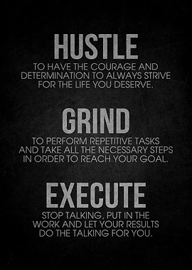 Hustle Grind Execute Motivational Poster