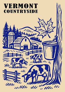 Vermont Countryside Farm Scene