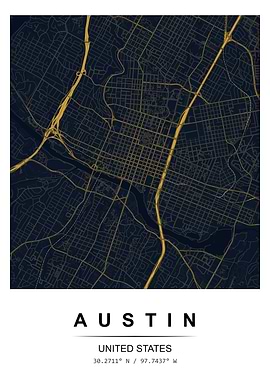 Austin Texas Map Poster
