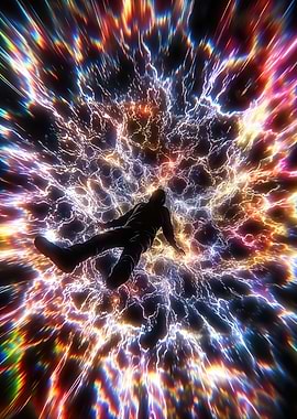 Man Falling Through Cosmic Energy Vortex