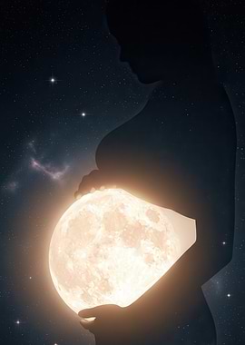 Pregnant silhouette with moon belly