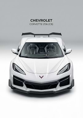 White Chevrolet Corvette Z06 C8 poster